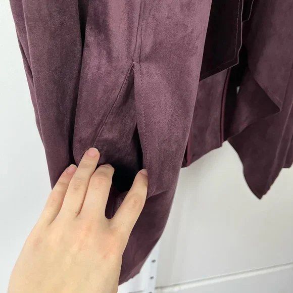 NWT Kut from the Kloth Tayanita Jacket Faux Vegan Suede Open Front Purple XL - Picture 4 of 5